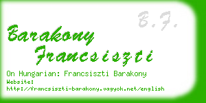 barakony francsiszti business card